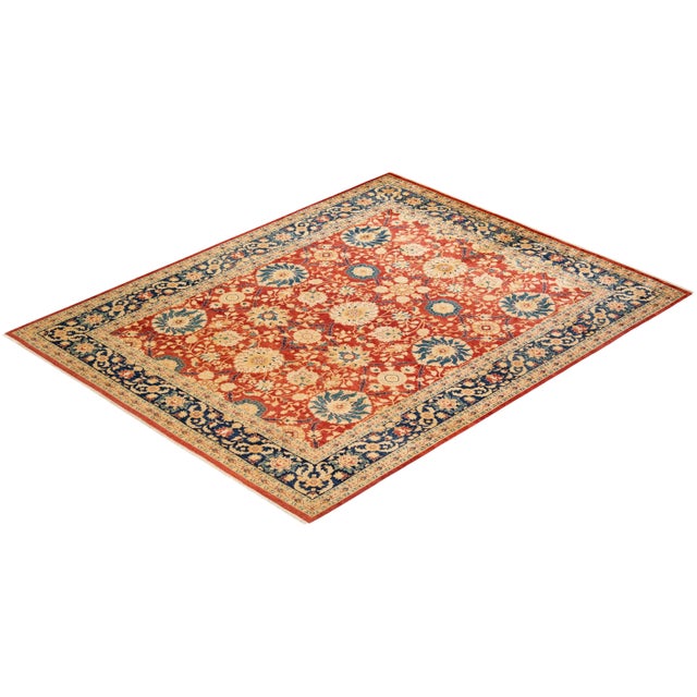 Orange Vintage Traditional Hand Knotted Wool Area Rug, Orange - 7'10" X 10'1" For Sale - Image 8 of 9