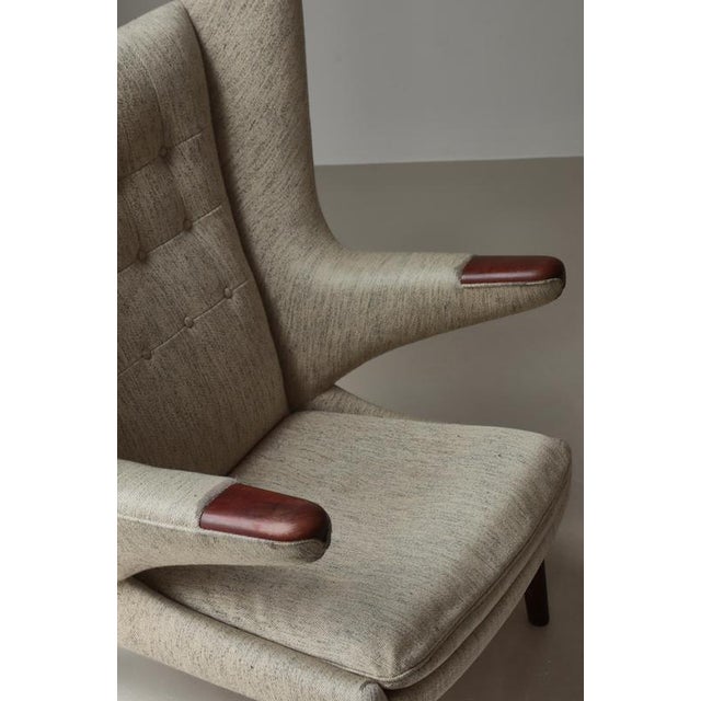 Wood Set of Papa Bear AP-19 Chair and Ottoman in Teak attributed to Hans J. Wegner for S.P. Stolen, Denmark, 1950s For Sale - Image 7 of 18