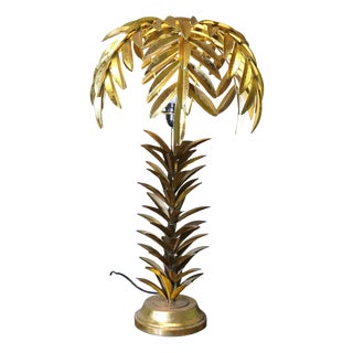 Art Deco Gold Palm Leaf Table Lamp, 1960s For Sale
