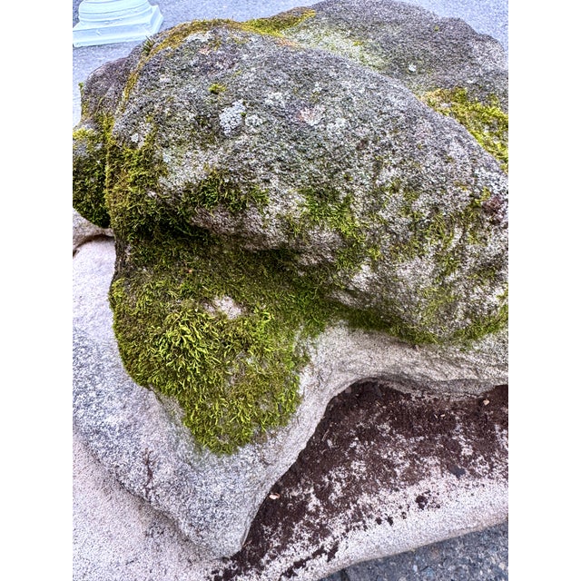 Gray Cast Stone Dog Garden Ornament Statue With Moss Patina Mid 20th Century For Sale - Image 8 of 15