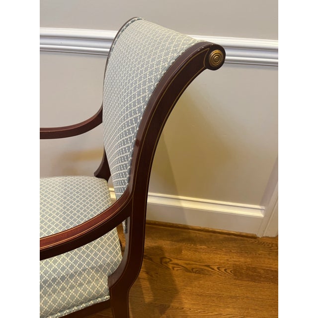 Kindel Furniture Arm Chairs Library Living Room Upholstered Kindel Sleigh Back Vintage For Sale - Image 4 of 8