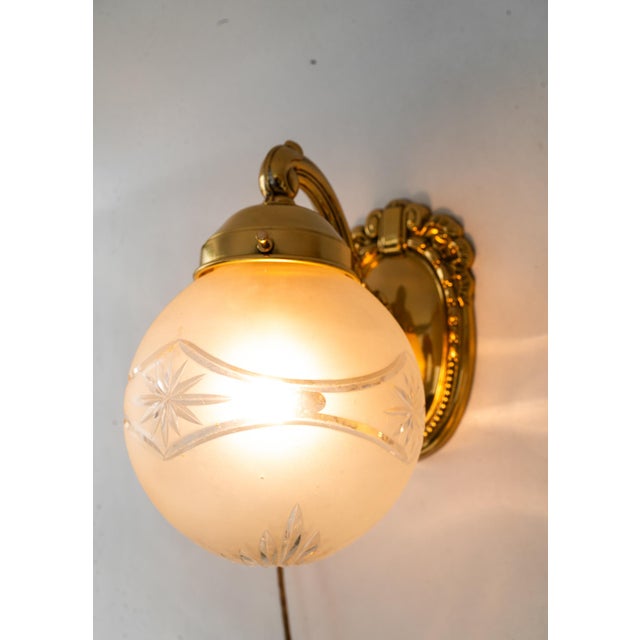 Gold Historisticist Wall Lamps with Cut Glass Shades, Vienna, Austria, 1890s, Set of 2 For Sale - Image 8 of 18