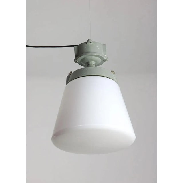 Vintage Industrial Opaline Glass Pendant Lamp, 1970s For Sale - Image 13 of 13