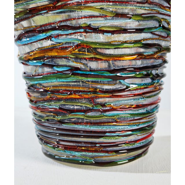 Mid-Century Modern Multicolored Murano Glass Vase by Enrico Cammozzo, Italy, 1980s For Sale - Image 9 of 18