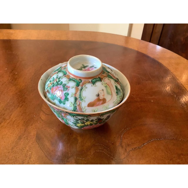 Late 19th Century Antique Late 19th Century Rose Medallion China Candle Holder For Sale - Image 5 of 7