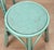 Vintage Coastal Rattan Turquoise Round Wicker Stools - A Pair For Sale - Image 9 of 13