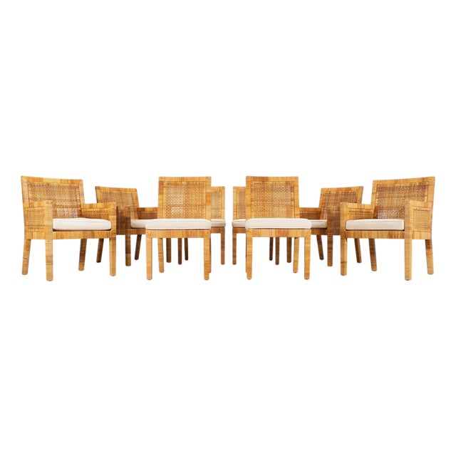 Set of 8 Billy Baldwin for Bielecky Brothers Cane Dining Chairs For Sale