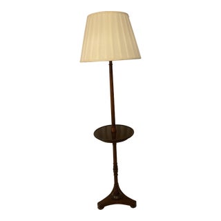 1970s Walnut Floor Lamp With Round Table For Sale