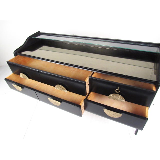 1960s Italian Modern Glass Top Sideboard For Sale - Image 5 of 10