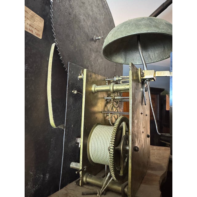 Brown 18th Century New Jersey Chippendale Style Grandfather Clock With Inlaid Case & Moon Phase Dial For Sale - Image 8 of 12