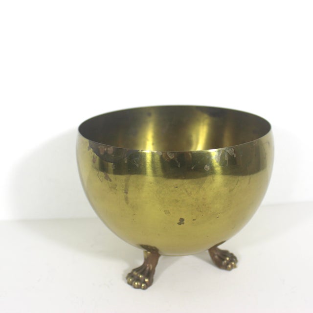Vintage Claw Footed Brass Planter Made in England For Sale - Image 4 of 10