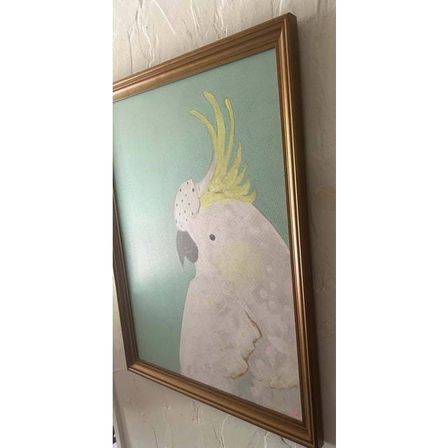 Late 20th Century Palm Regency Chic Original Portrait White Parrot, Signed by Artist For Sale - Image 5 of 8