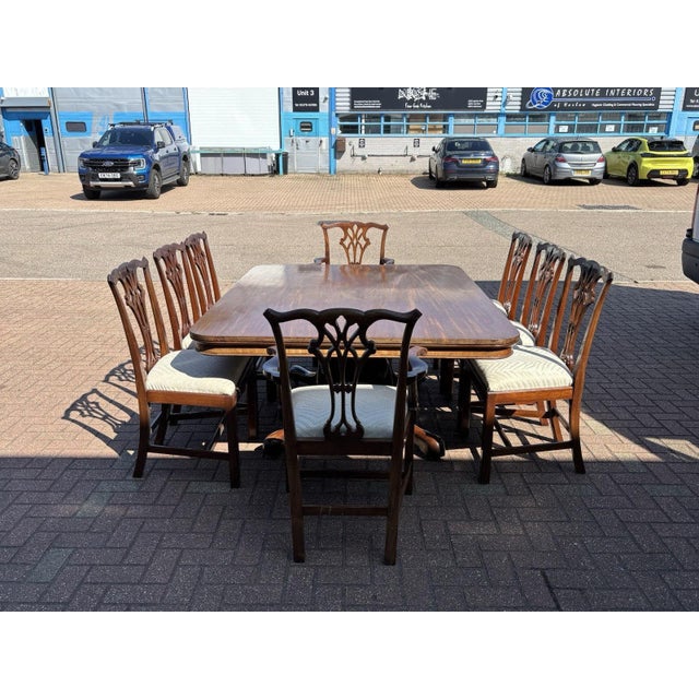 Antique Mahogany Dining Table and Chairs, Set of 9 For Sale - Image 16 of 18