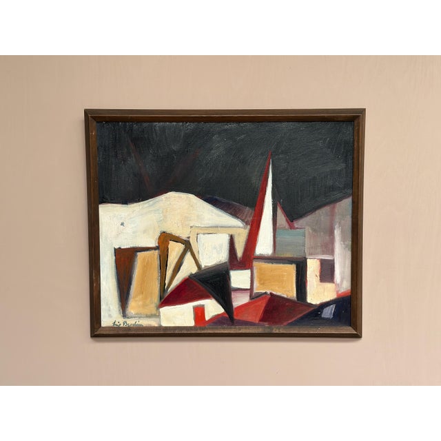 Mid-Century Modern Leif Bodin, Facades, 1950s, Oil on Canvas, Framed For Sale - Image 3 of 18