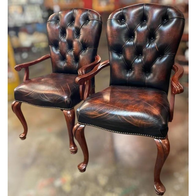 Stanley Furniture Upgrade Your Home With This Pair of Vintage Stanley Furniture Leather Armchairs. For Sale - Image 4 of 10