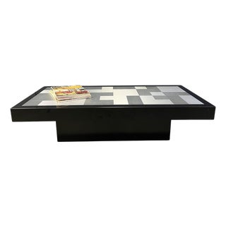 Vintage Lacquer and Aluminum Coffee Table, 1970s For Sale