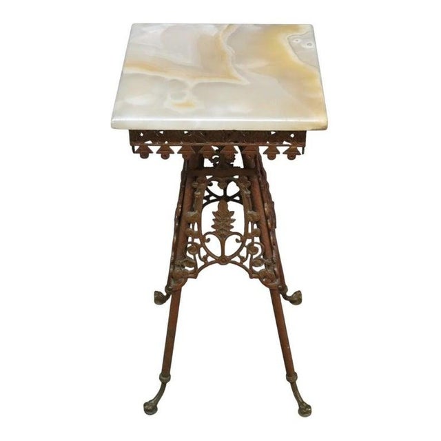Aesthetic Movement Brass & Onyx Plant Stand C1880 For Sale - Image 9 of 12
