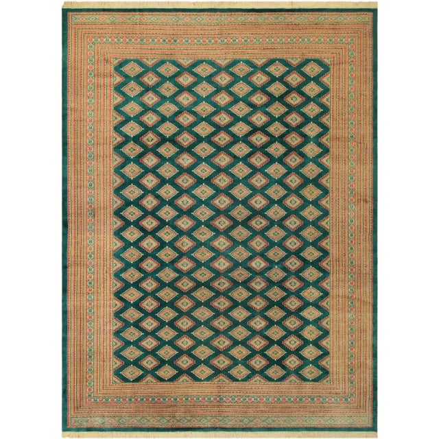 Green 1980s 1980s Vintage Bokhara Wool Rug -10′8″ × 14′1″ For Sale - Image 8 of 8