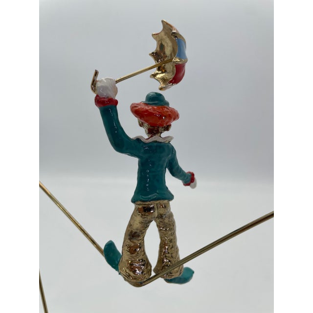 Vintage Ron Lee High Wire Circus Clown Sculpture With Umbrella on Natural Onyx Base, Signed 1984 For Sale - Image 11 of 11