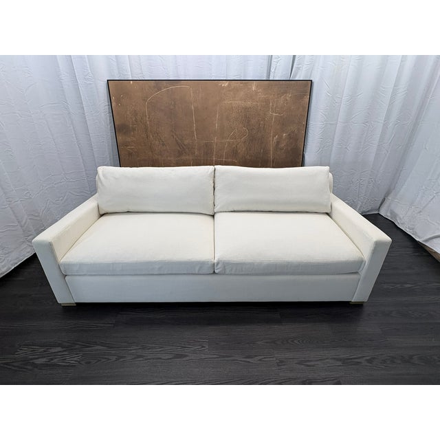 Rh Belgian Track Arm 2-Cushion Sofa – 8' Luxe Depth Natural Performance Linen Weave | Down-Feather Fill For Sale - Image 13 of 18