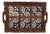 Handmade Wooden Tray with Ceramic Tiles For Sale