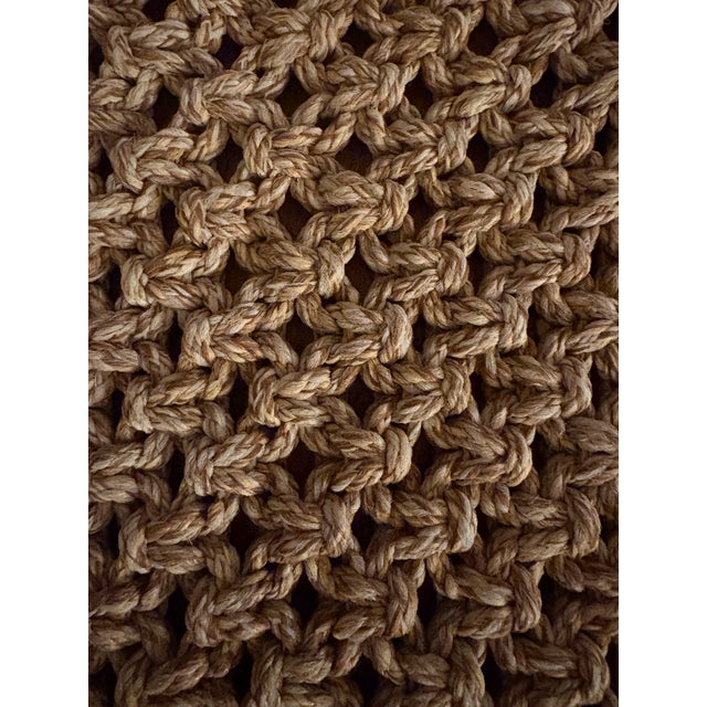Brown Large 1970s Bohemian Macramé Wall Hanging With Wood Hoop & Sculptural Pocket Detail For Sale - Image 8 of 8