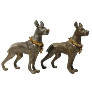 Metal Mini Table Top Dogs Figure - Pair