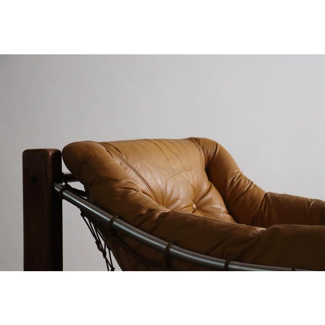 1960s Amazonas Lounge Chair with Ottoman in Cognac Leather by Jean Gillon Brazil 1960s For Sale - Image 5 of 18
