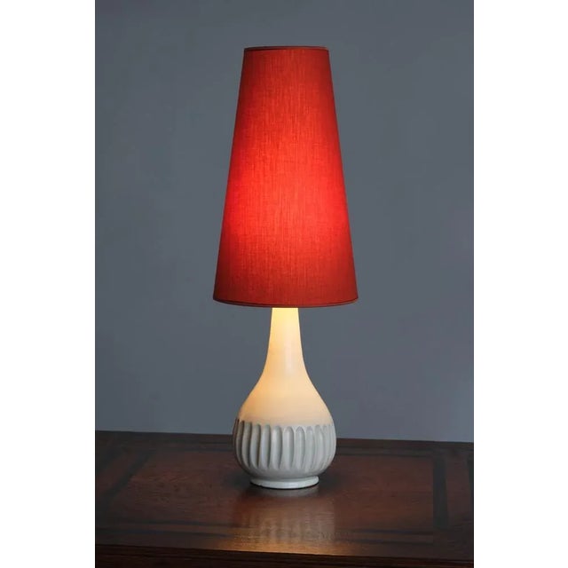 Red Modern Swedish Ceramic Table Lamp by Anna-Lisa Thomson for Upsala Ekeby, 1940s For Sale - Image 8 of 11