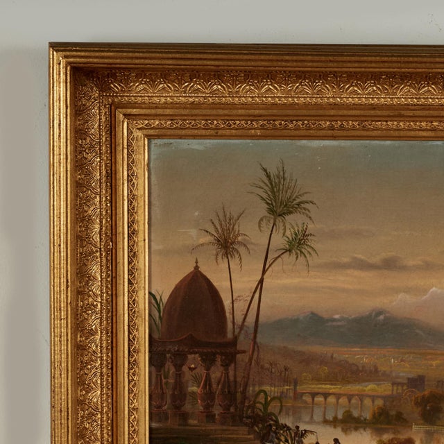 Fine Orientalist style 19th century oil on canvas by noted British artist Daniel C. Grose, depicting an expansive Indian...