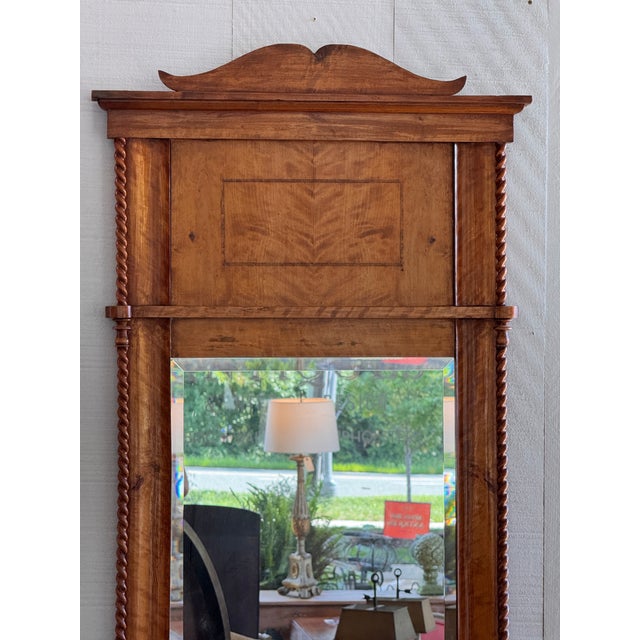 19th Century Biedermeier Birch Mirror With Rope-Twist Columns For Sale - Image 6 of 7
