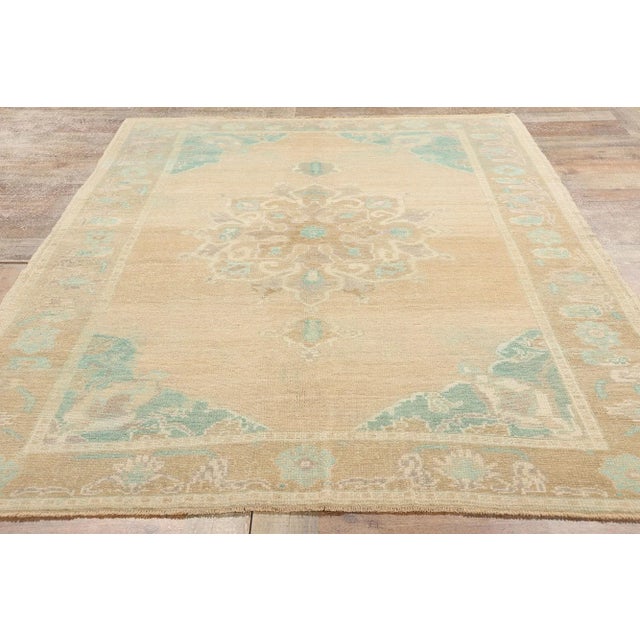 Tan Vintage Turkish Oushak Rug with Modern Style - 04'08 x 07'06 For Sale - Image 8 of 9