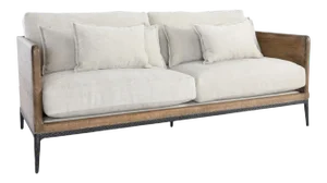 Modern Lodge Wood & Ivory Sofa