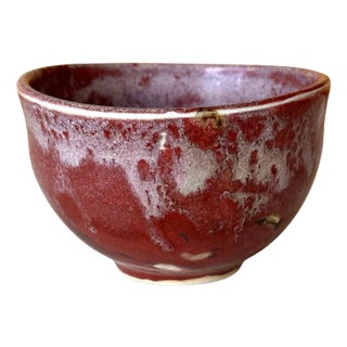 Ceramic Tea Bowl With Brilliant Red Glaze by Toshiko Takaezu For Sale