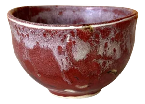 Ceramic Tea Bowl With Brilliant Red Glaze by Toshiko Takaezu