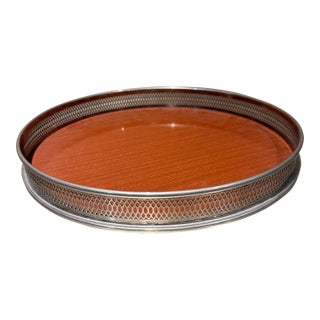 Mid-Century Modern Round Serving Butler's Tray Eales of Sheffield For Sale