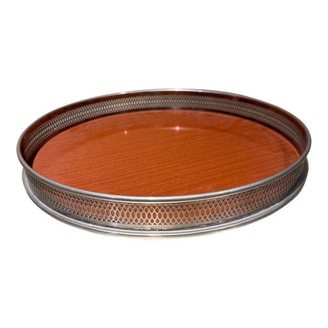 Mid-Century Modern Round Serving Butler's Tray Eales of Sheffield For Sale