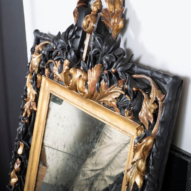 Black Gilded and ebonized oak Baroque mirror For Sale - Image 8 of 11