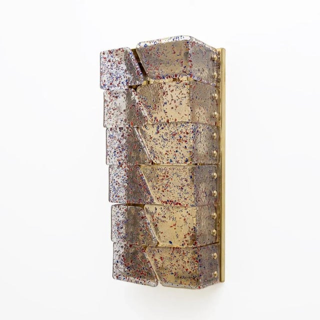 Mid-Century Italian Modern Style Murano Glass and Brass Sconces, 1980, Set of 2 For Sale - Image 6 of 9