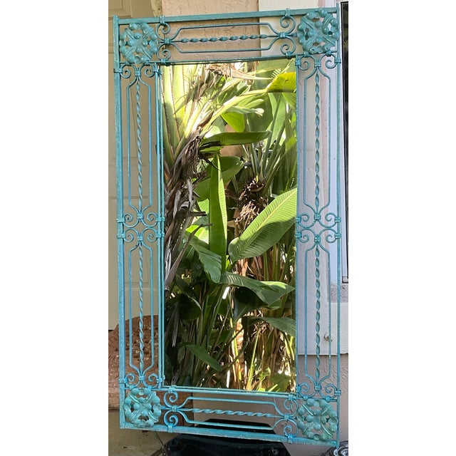 Antique Wrought Iron Gate Mirror – Repurposed Architectural Salvage For Sale - Image 4 of 15