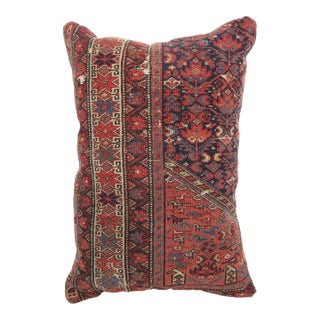Antique Tribal Double-Knotted Rug Pillow Cover – Tribal Geometric Motif, 16 X 24 For Sale
