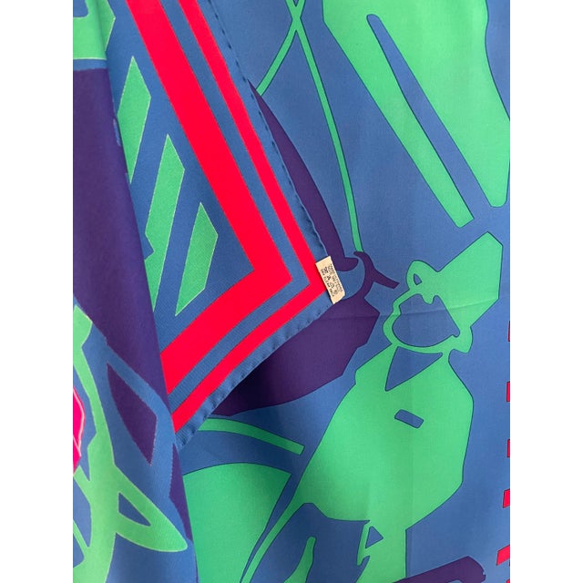 Blue Hermès Puzzle 2000 Metz Joachim Foulard En Soie For Sale - Image 8 of 8