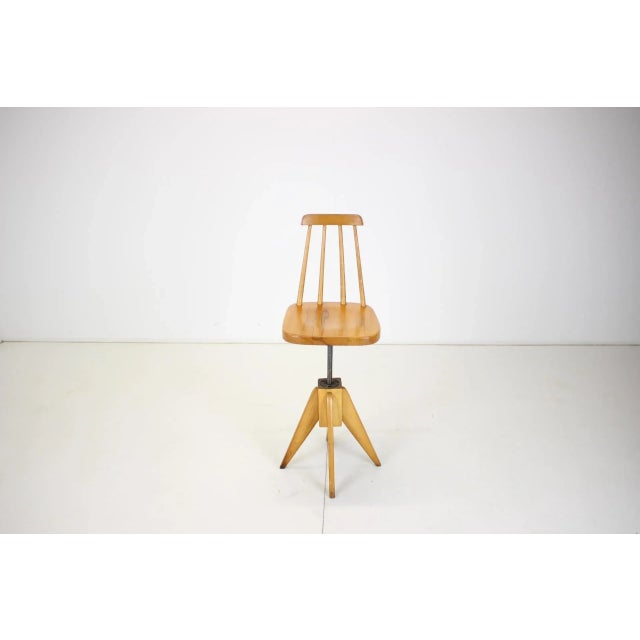 Brown Mid-Century Wood Revolving Chair, Czechoslovakia, 1970s For Sale - Image 8 of 15