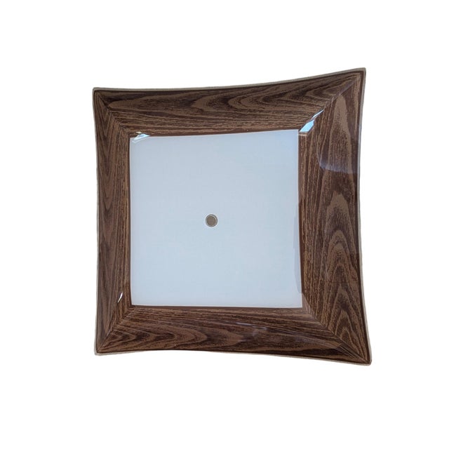 Glass Mid Century Modern Faux Bois Glass Light Fixture Cover For Sale - Image 7 of 13