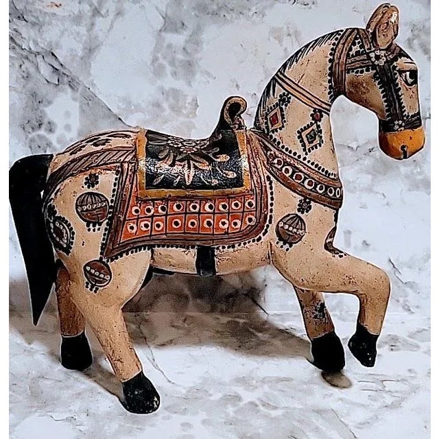 Mid-Century Modern Vintage Hand Carved Wedding Horse Handpainted Figurine For Sale - Image 3 of 11