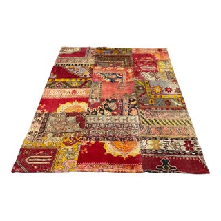 5ft 9in × 7ft 7in Turkish Patchwork Area Rug For Sale
