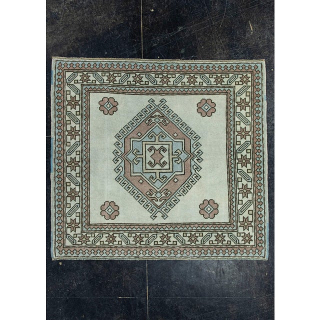 Gray Turkish Vintage Square Rug 4' x 3'8" #20673 For Sale - Image 8 of 8