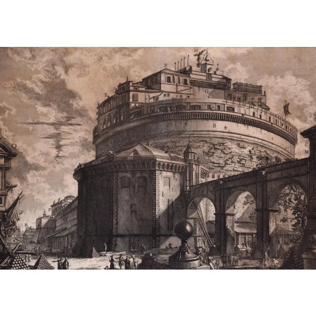 Traditional Hadrian's Mausoleum, Castel S. Angelo: A Framed 18th Century Etching by Giovanni Piranesi, 1756 For Sale - Image 3 of 9