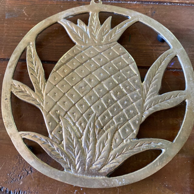 Pair of pineapple hot plate trivets with hand hammered details/ a pair.