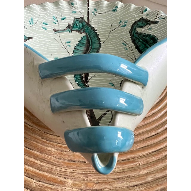 Italian Hand Painted Pottery With Seahorse For Sale - Image 9 of 9